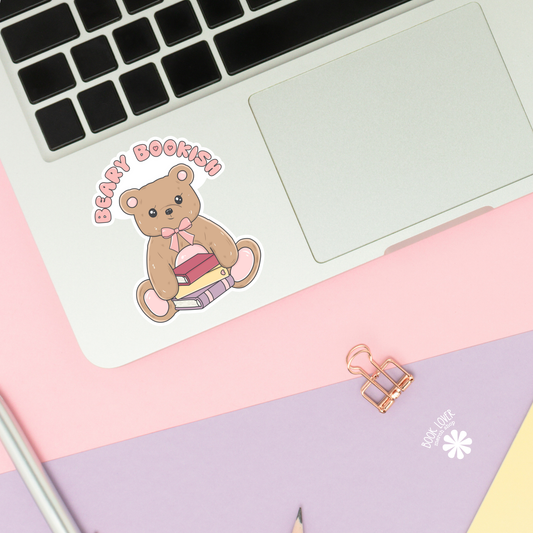 Beary bookish sticker
