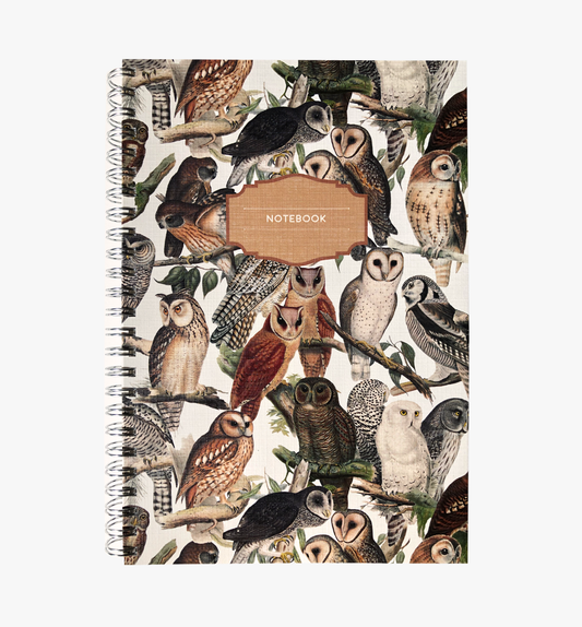 Owls spiral notebook – hardcover lined journal