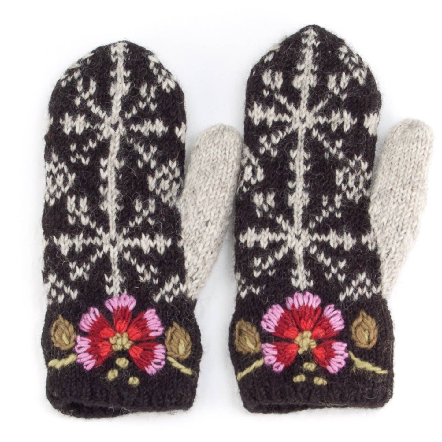 Eleanor wool embroidered reading mitts