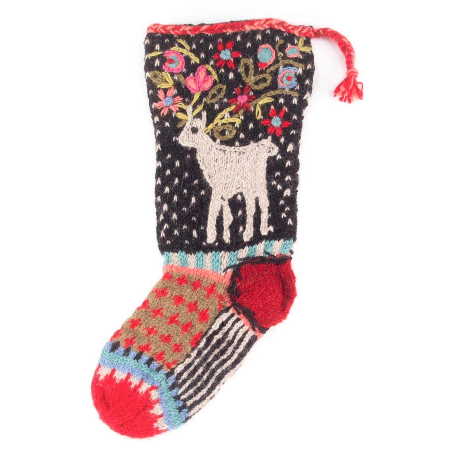 Reindeer hearth holiday stocking