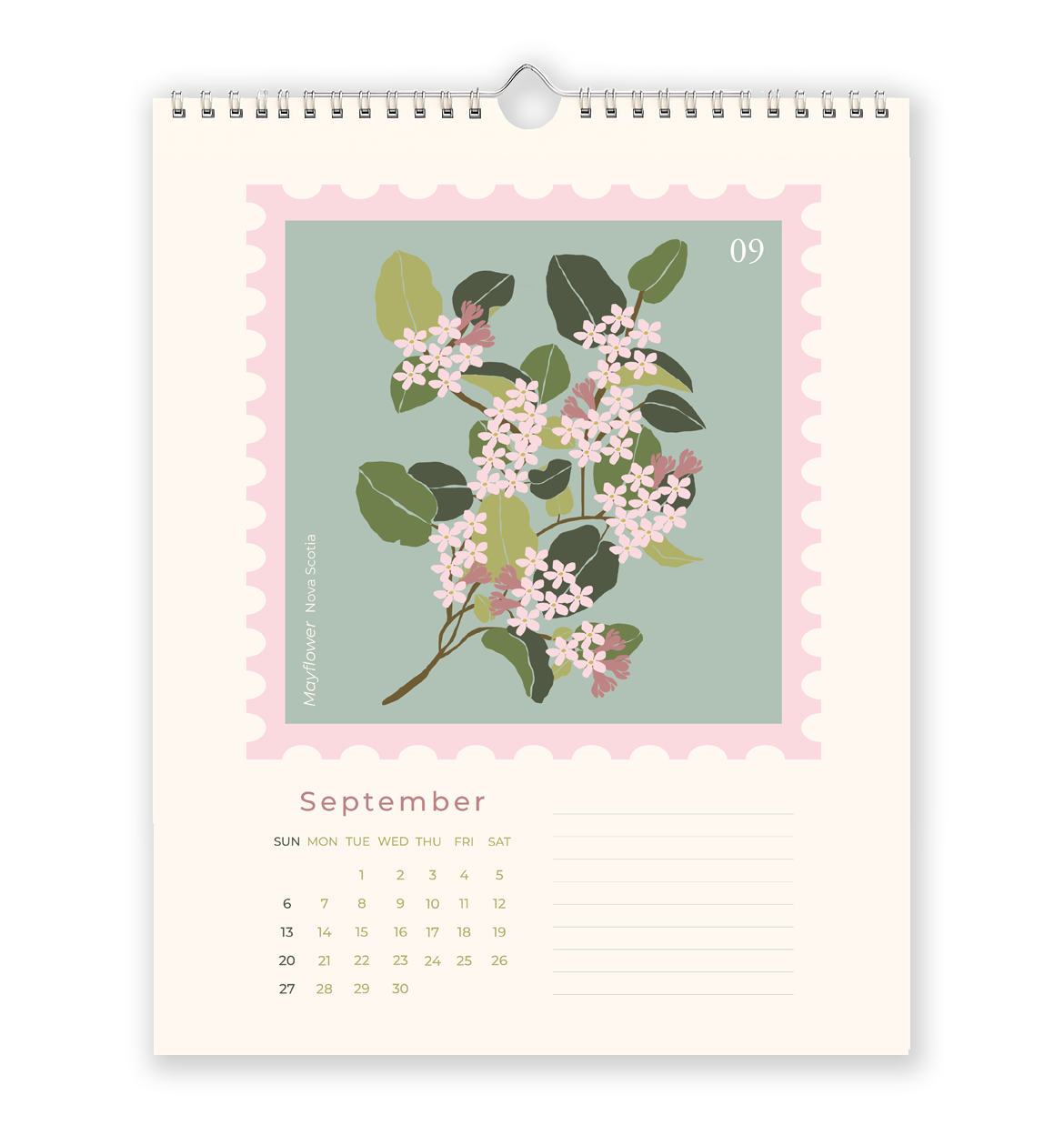 2026 Canadian provincial flowers wall calendar
