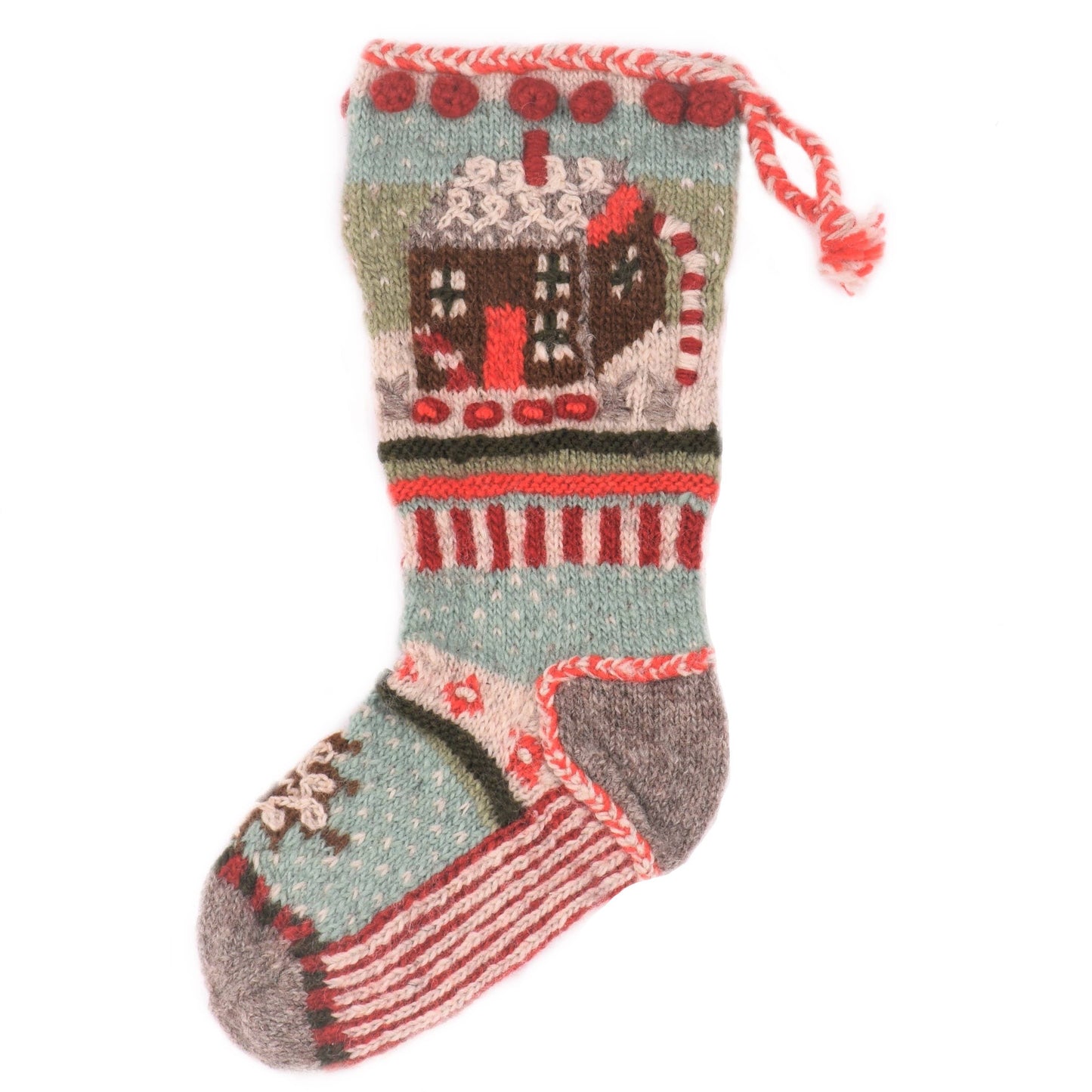 Gingerbread house hearth holiday stocking