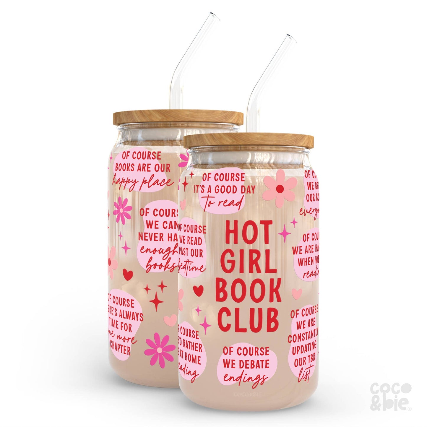 Hot girl book club 16 oz glass tumbler
