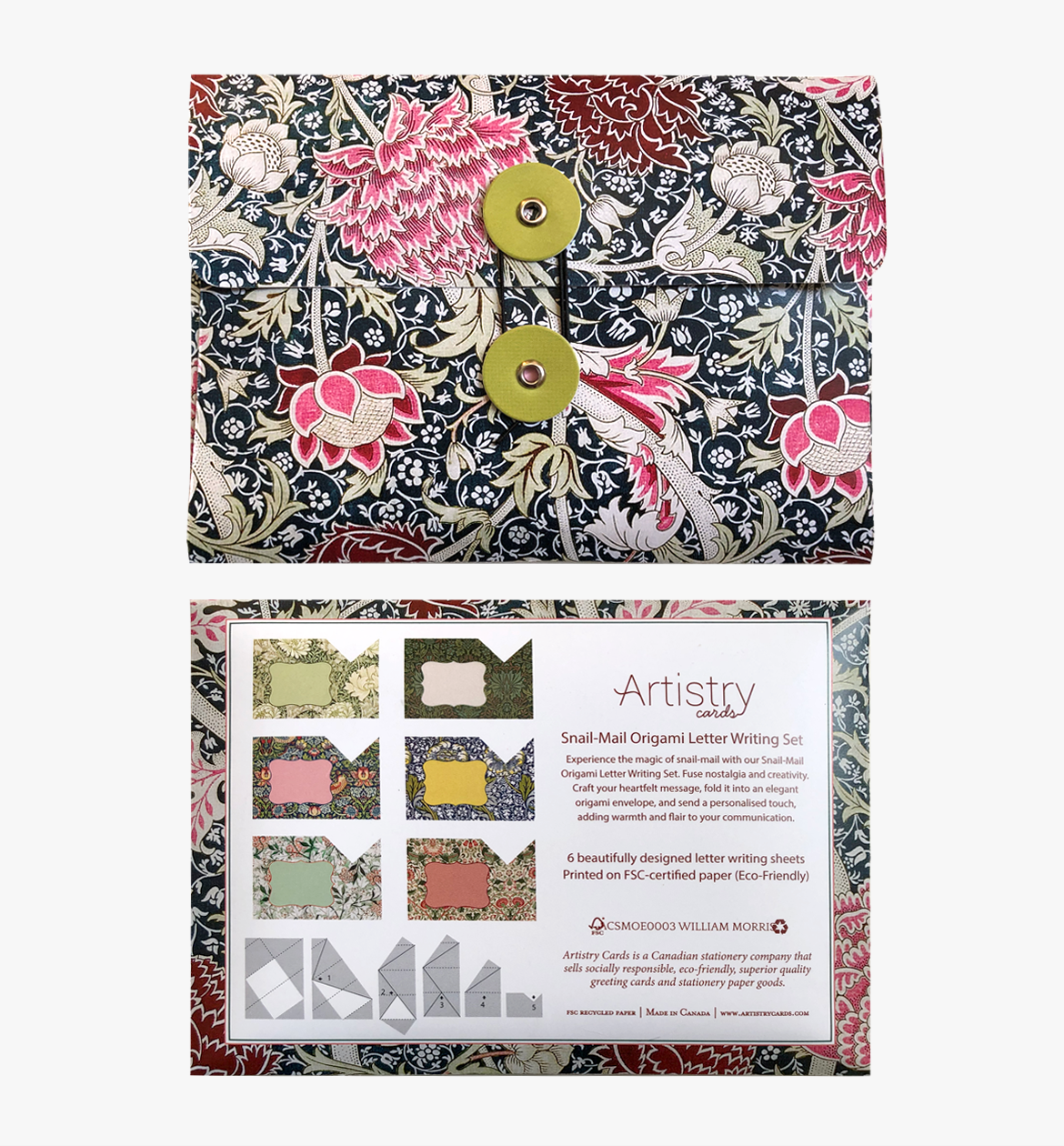 William Morris origami letter snail mail set