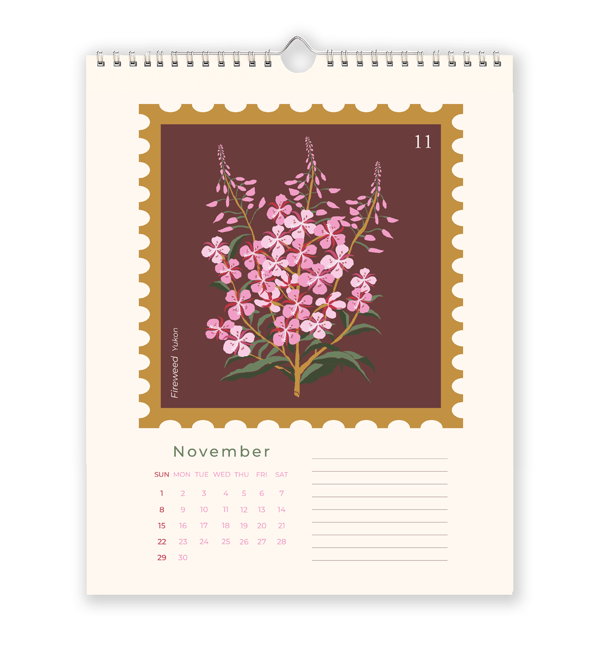 2026 Canadian provincial flowers wall calendar