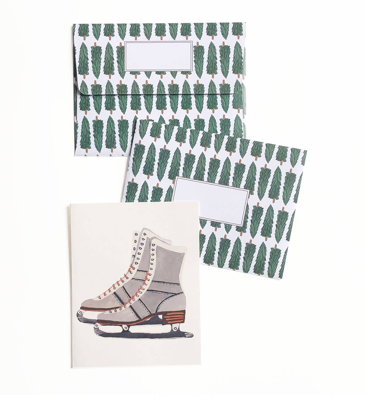 Vintage ice skates holiday greeting card