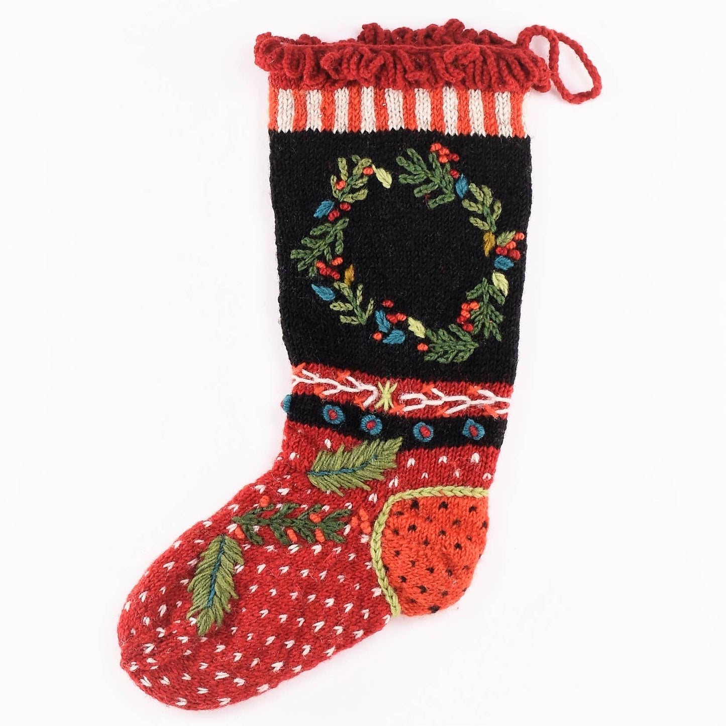Wreath hearth holiday stocking