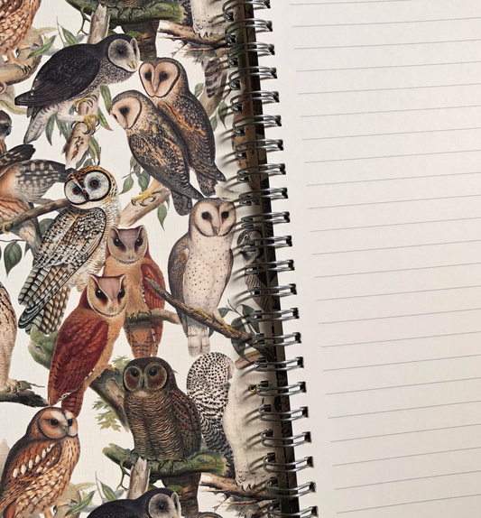 Owls spiral notebook – hardcover lined journal