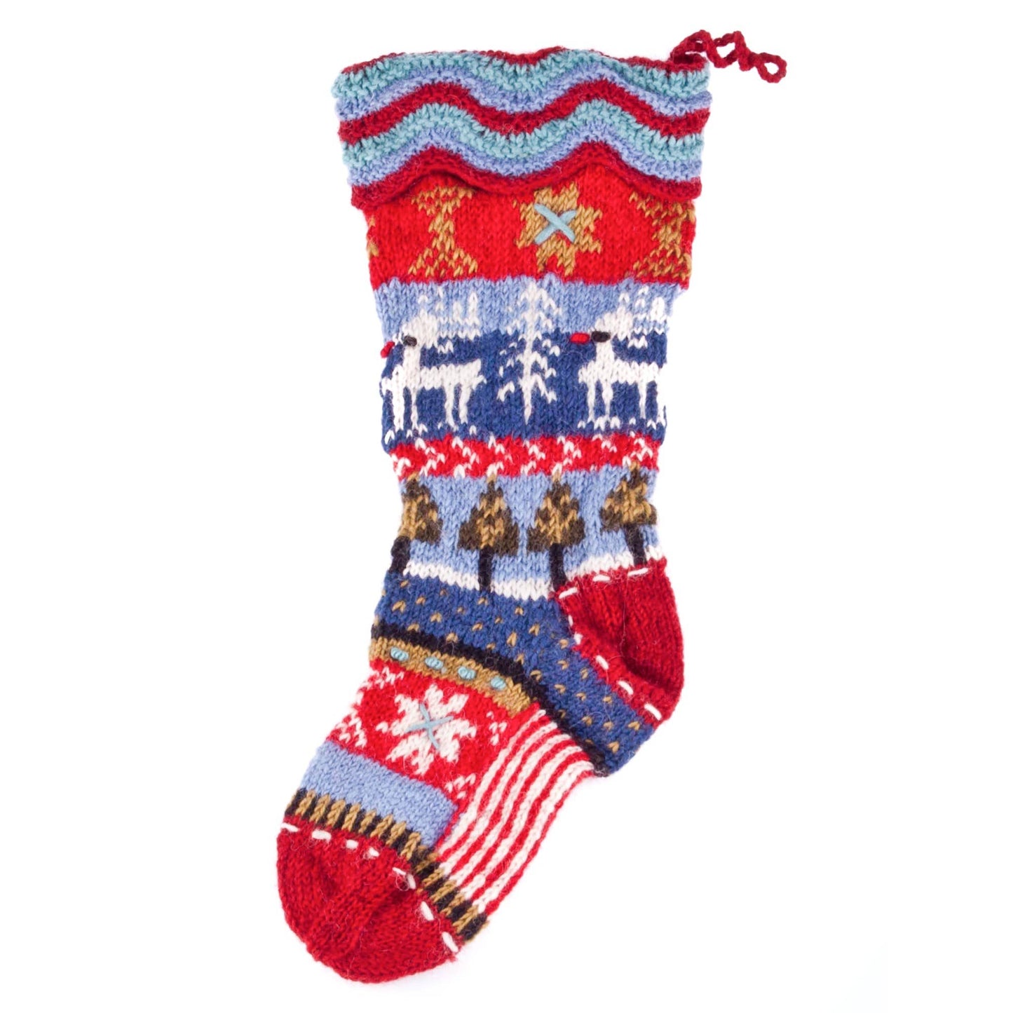 Nordic reindeer hearth holiday stocking