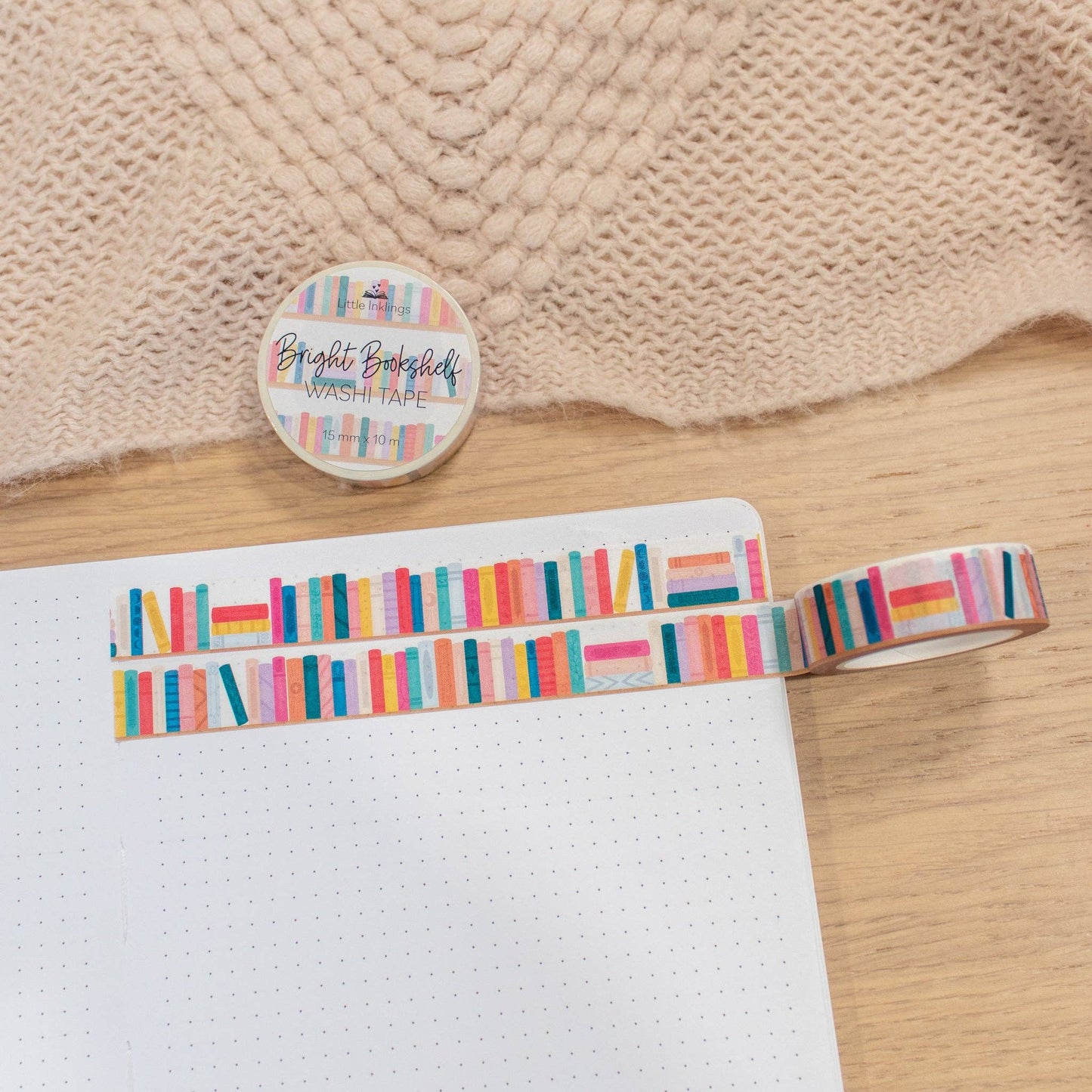 Bright bookshelf washi tape