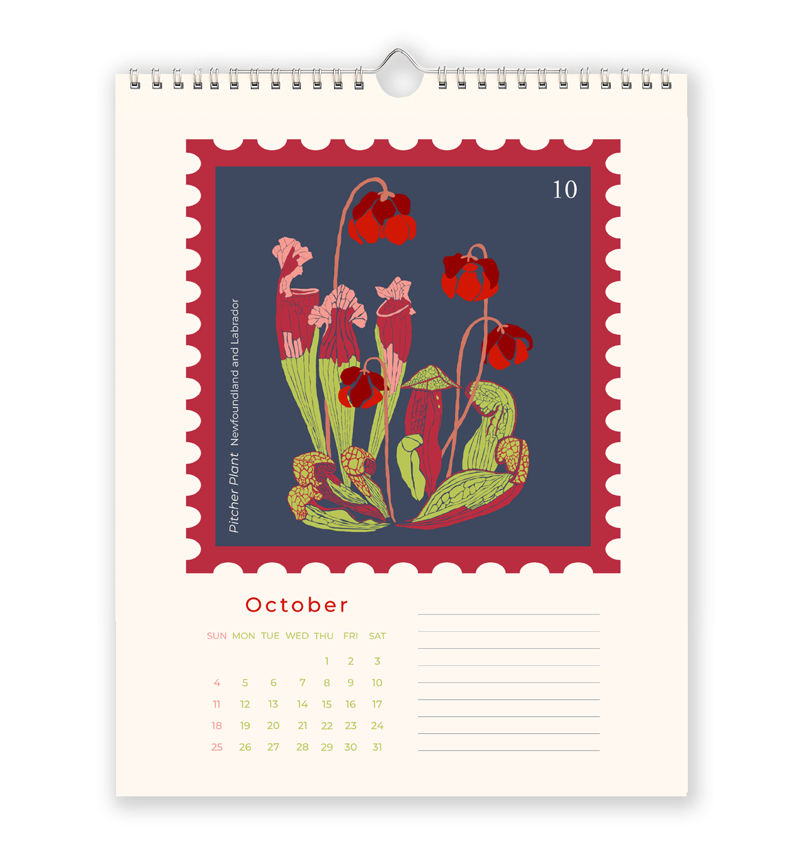 2026 Canadian provincial flowers wall calendar