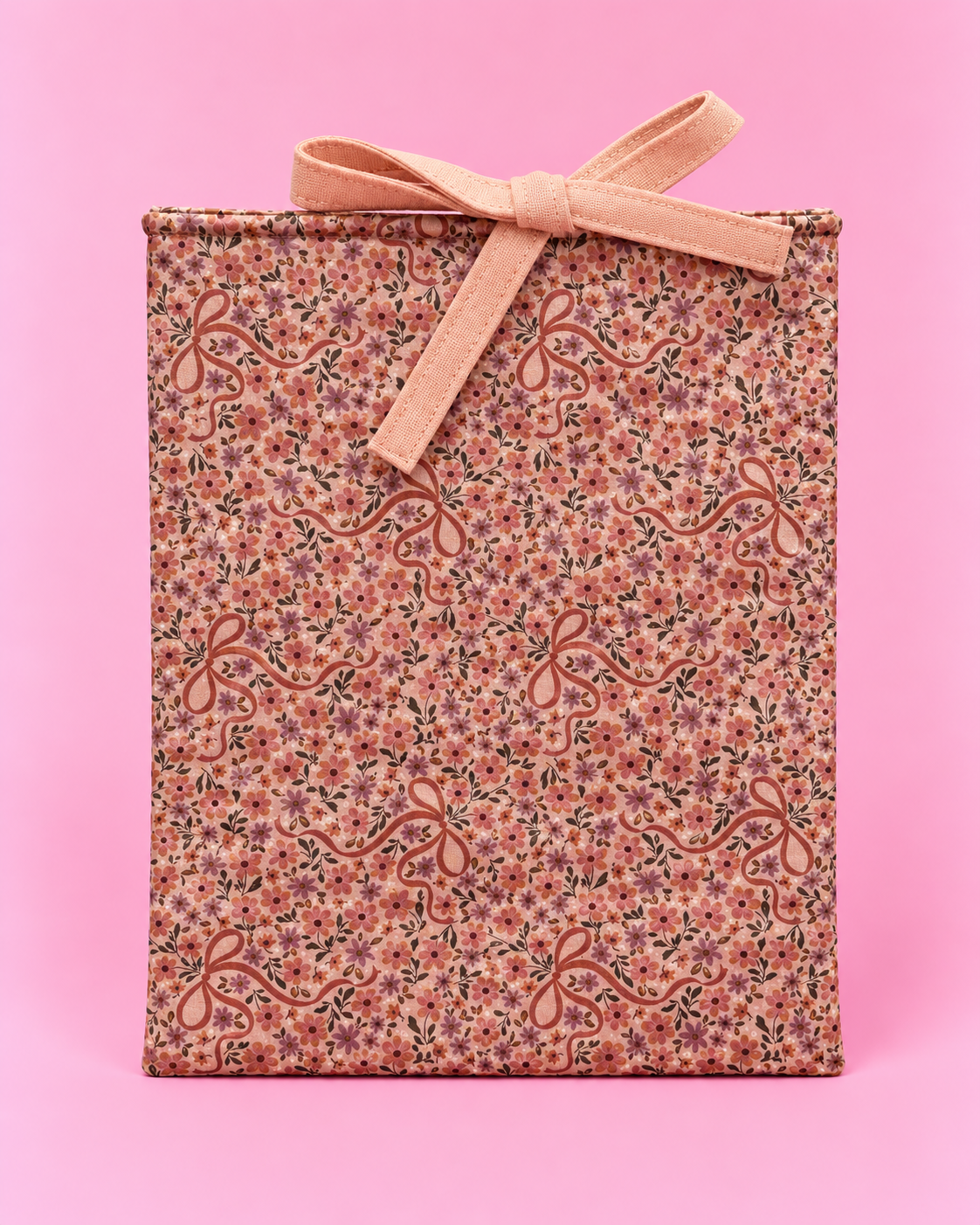 Pink floral bow book sleeve