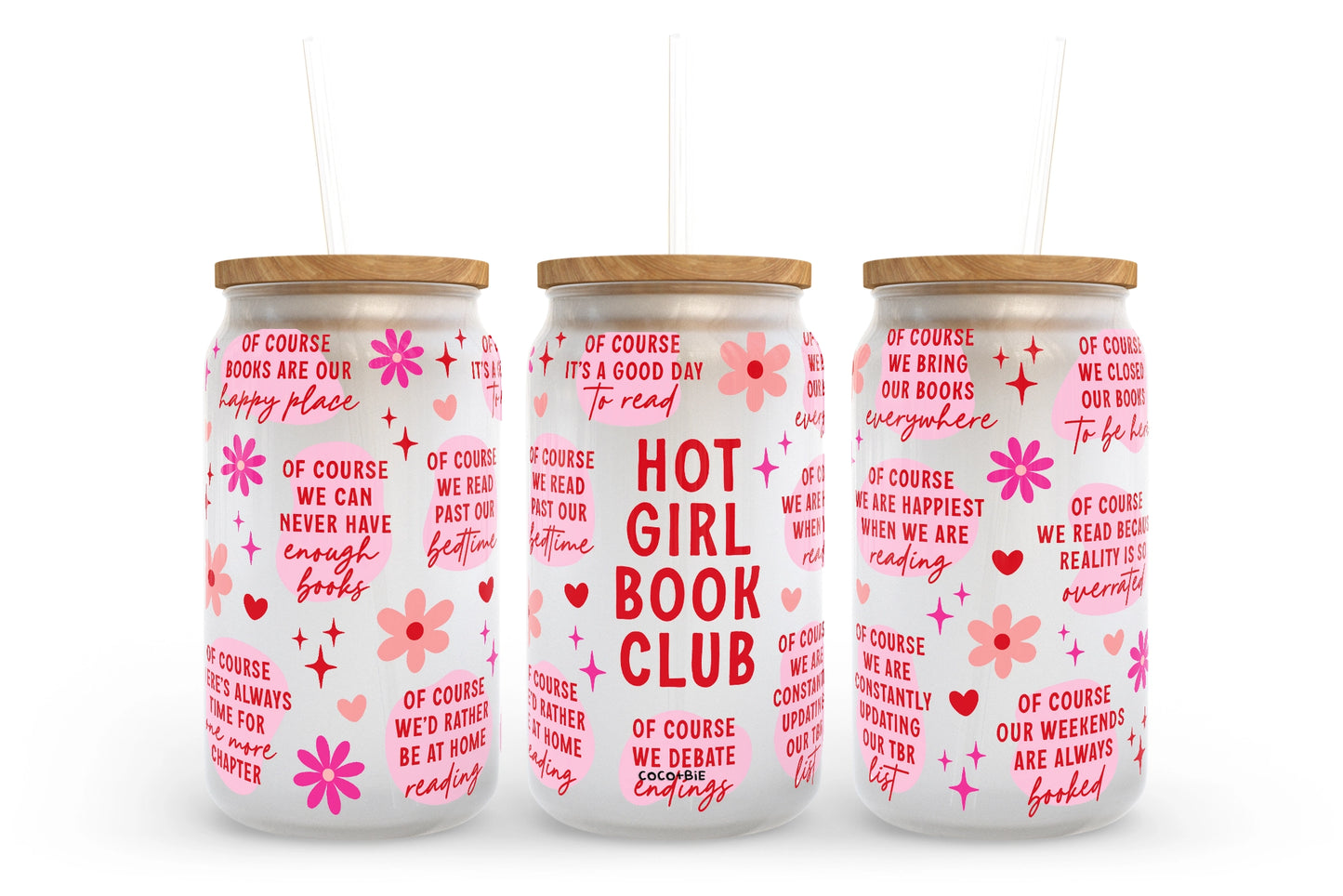 Hot girl book club 16 oz glass tumbler