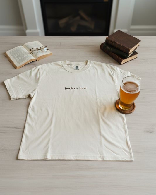 Limited edition books + beer t-shirt (ivory)