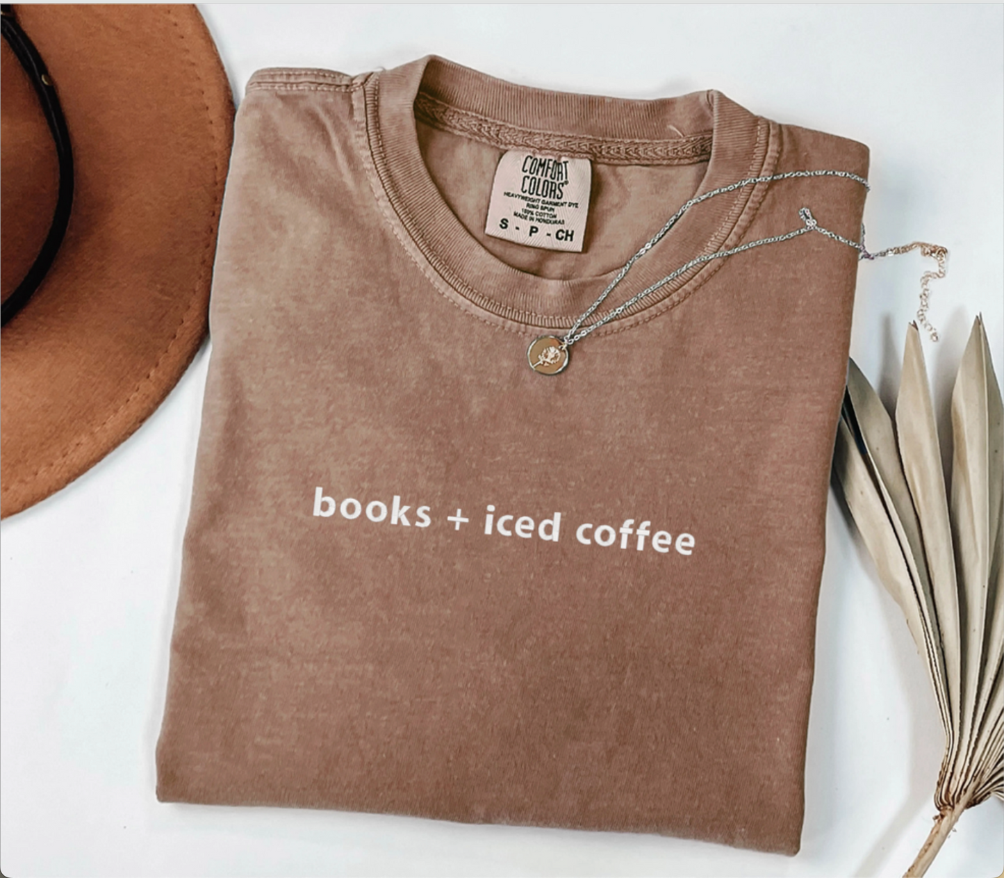 Books + iced coffee t-shirt (espresso)