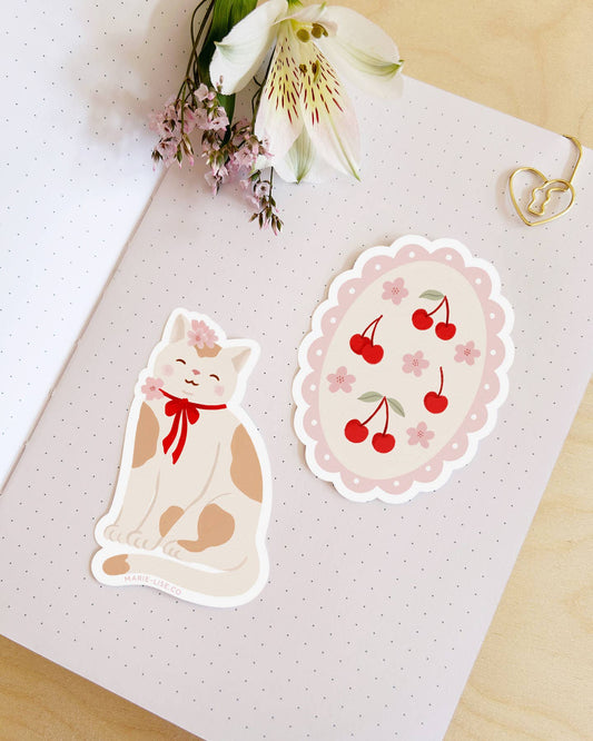 Coquette cat sticker