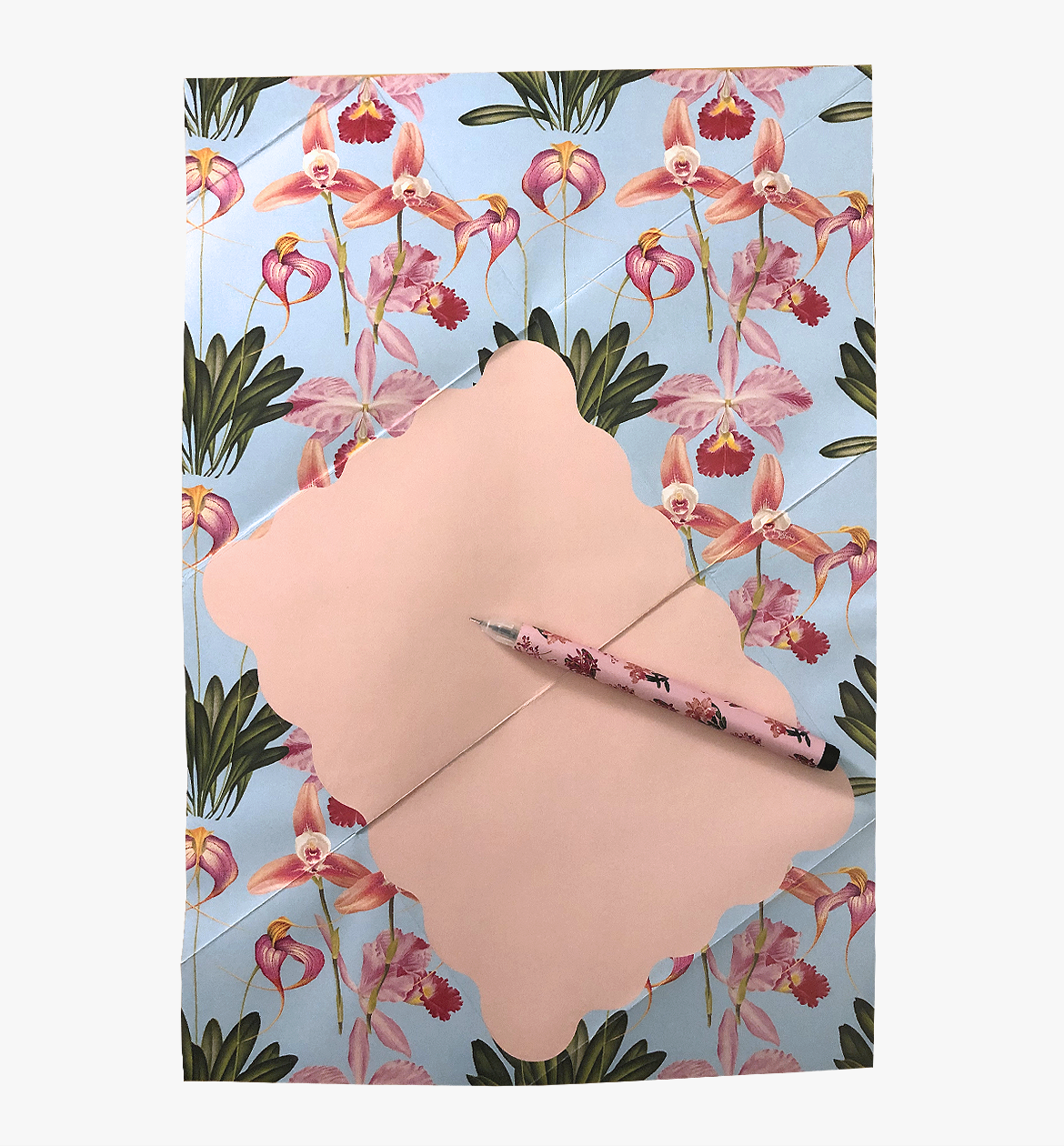 Orchid bloom origami snail mail set