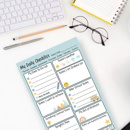 Kids daily activity checklist: 50-page notepad