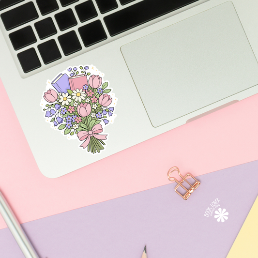 Spring book bouquet sticker