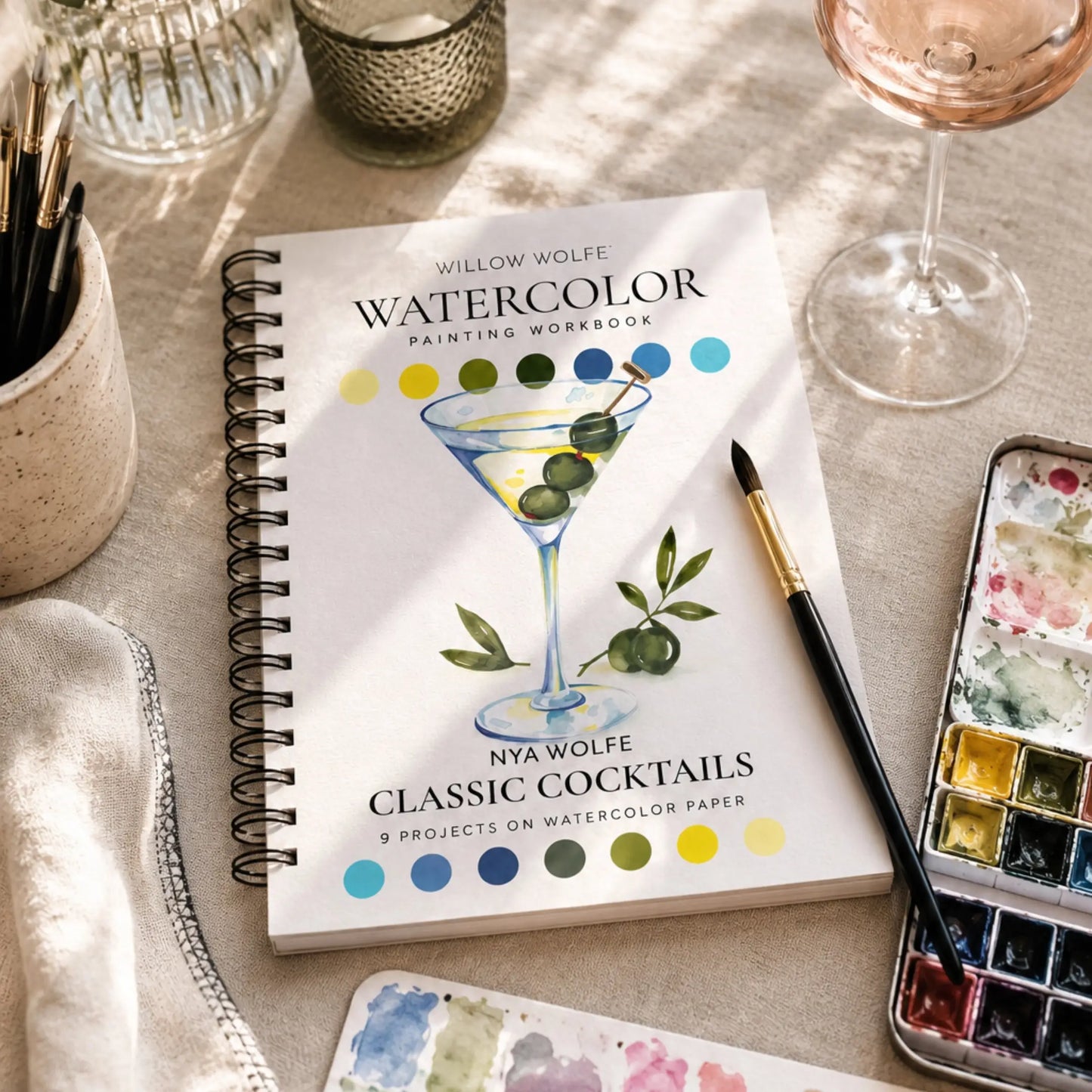 Classic cocktails watercolor workbook