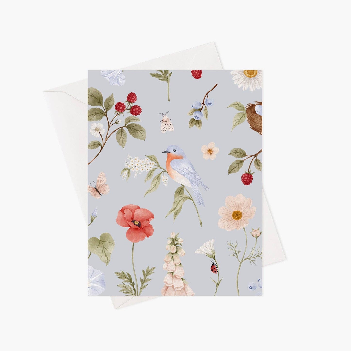 Bluebird in bloom greeting card