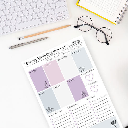 Weekly wedding planner: 50-page tear off notepad