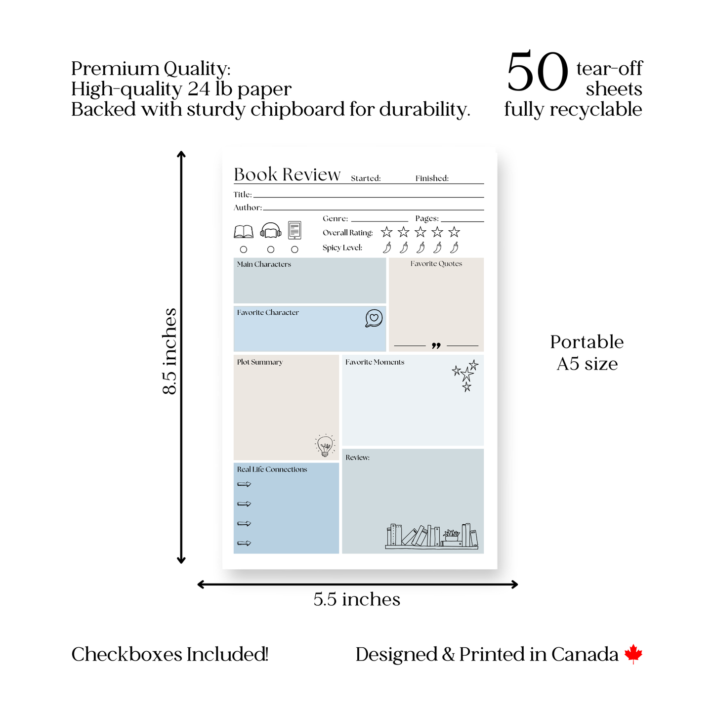 Book club book review: 50-page notepad