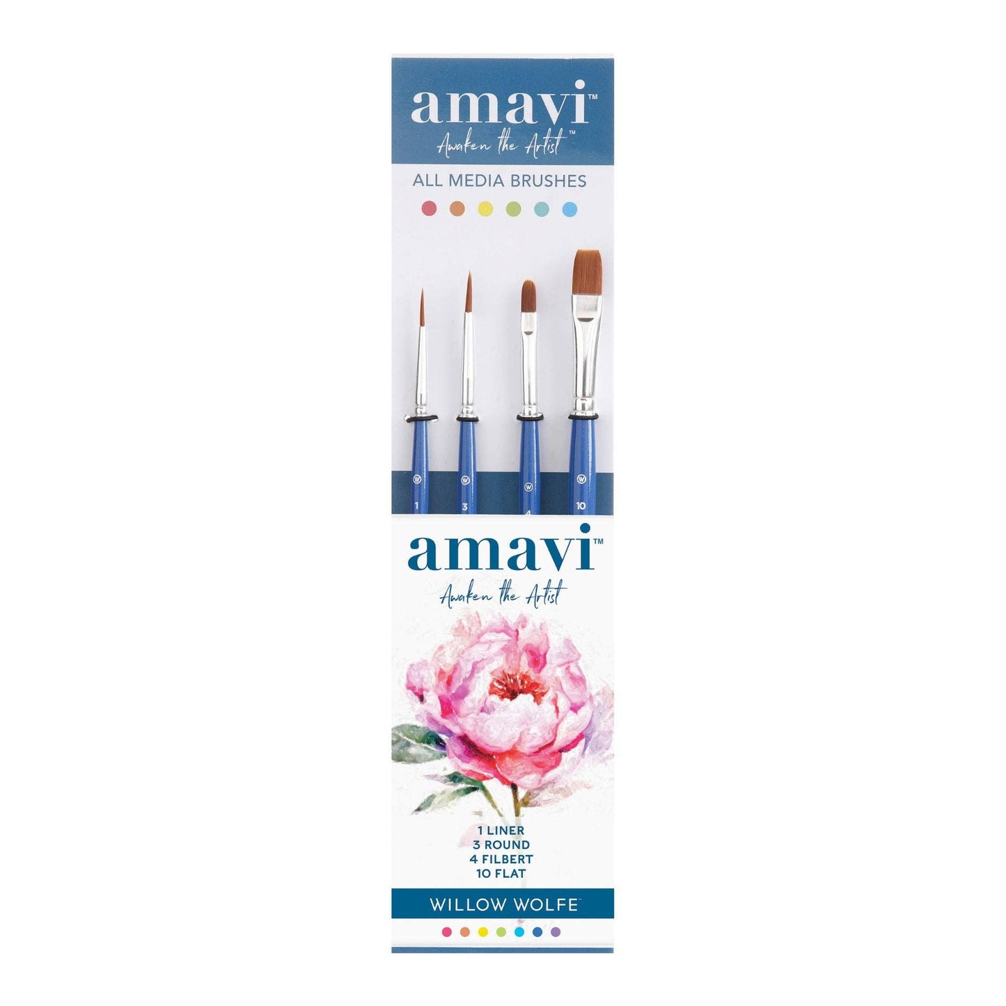 Amavi® mixed media golden taklon brush set