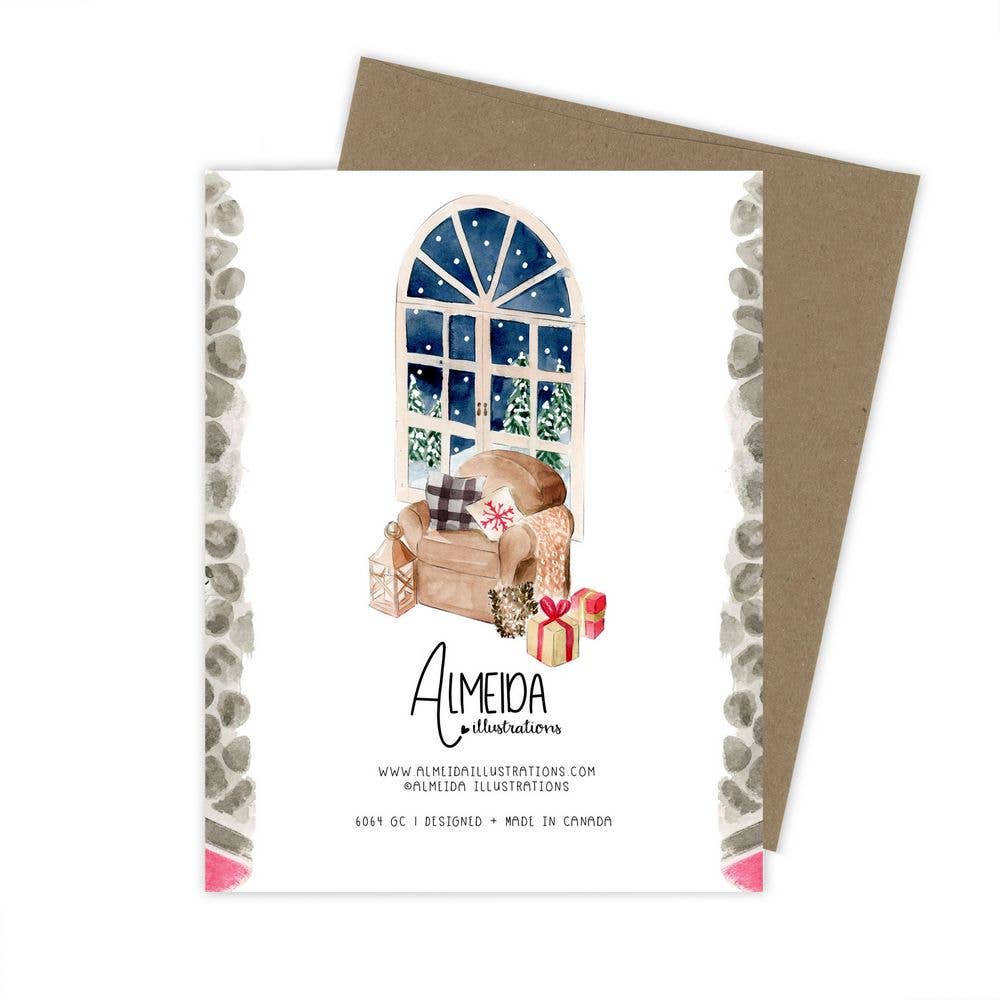 Warm home, Merry Christmas greeting card