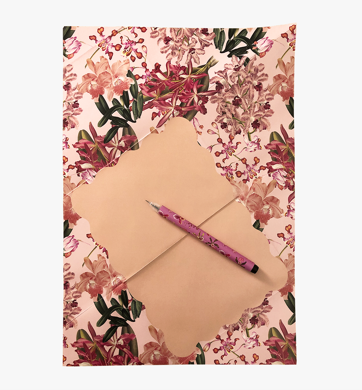 Orchid bloom origami snail mail set