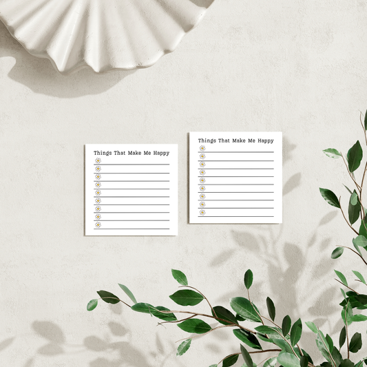 Things that make me happy: 50 sheet post-it note notepad