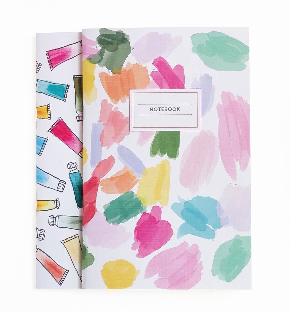 Colourful brush & paint tubes notebooks (2-pack)
