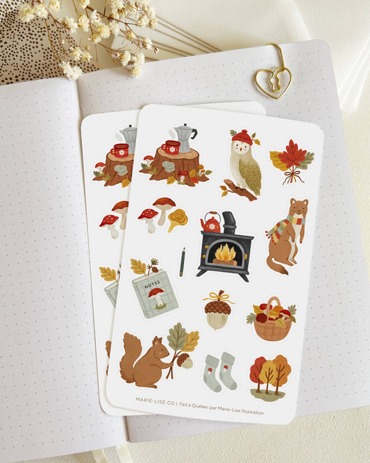 Autumn forest sticker sheet