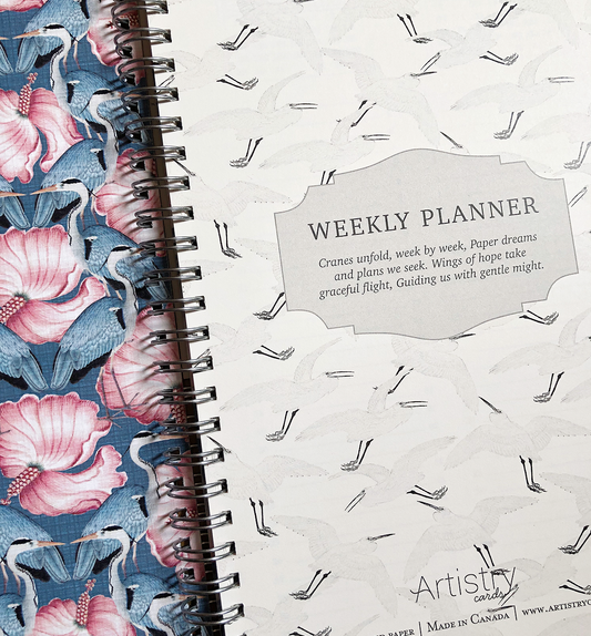 Cranes & hibiscus undated weekly planner