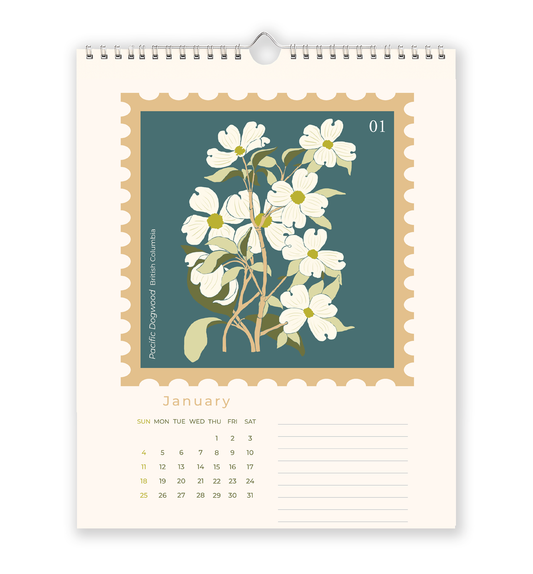2026 Canadian provincial flowers wall calendar