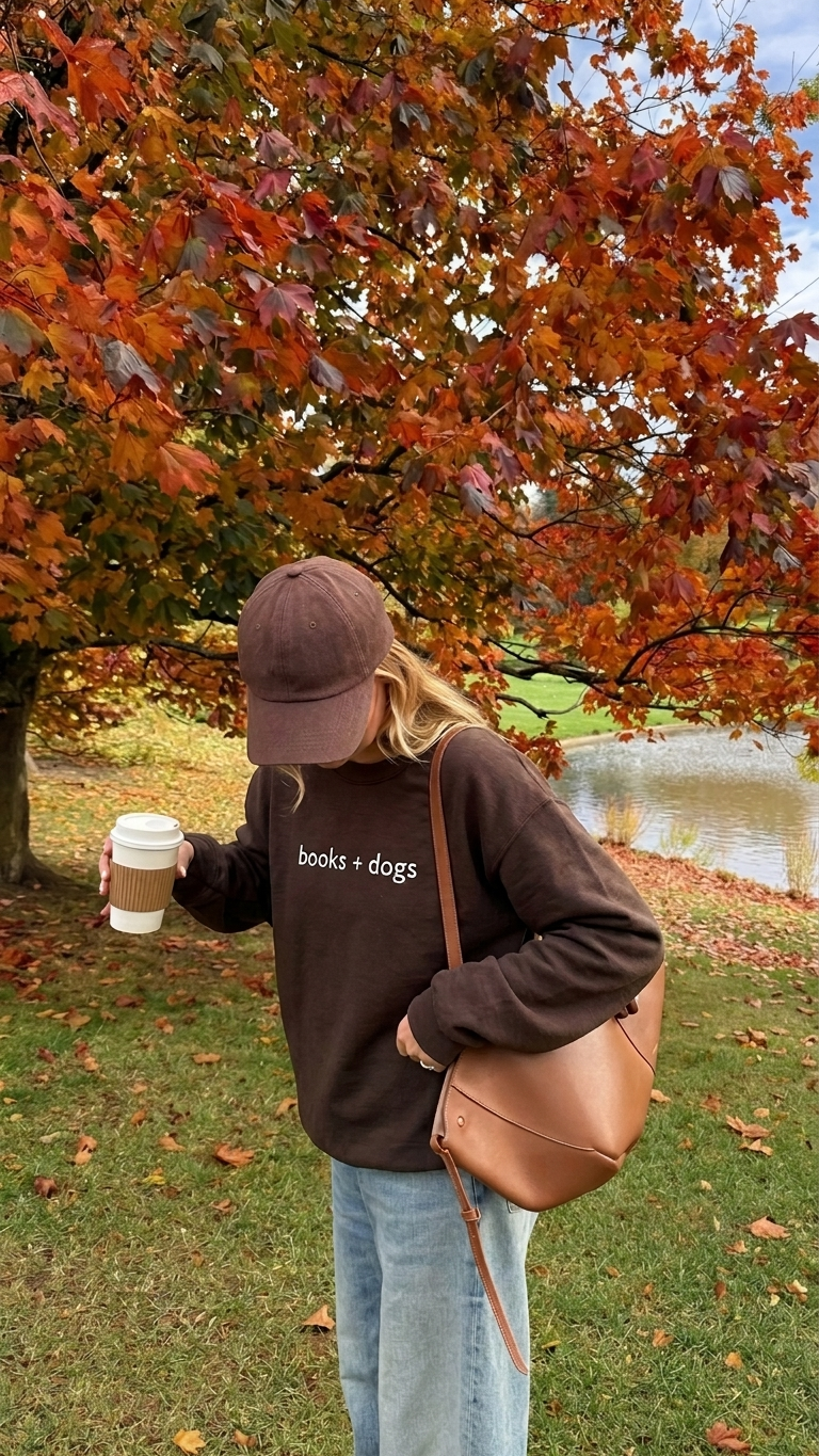 Books + dogs sweatshirt (brown)