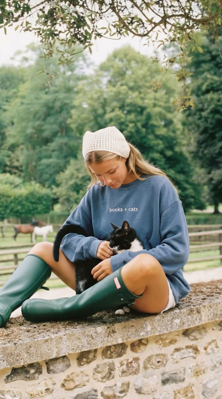 Books + cats sweatshirt (indigo blue)