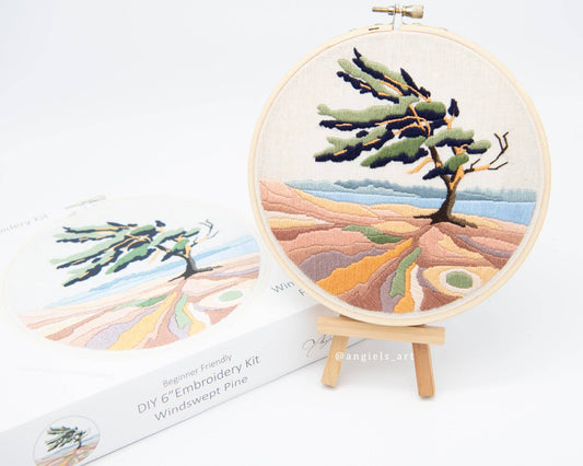 Windswept pine DIY embroidery kit