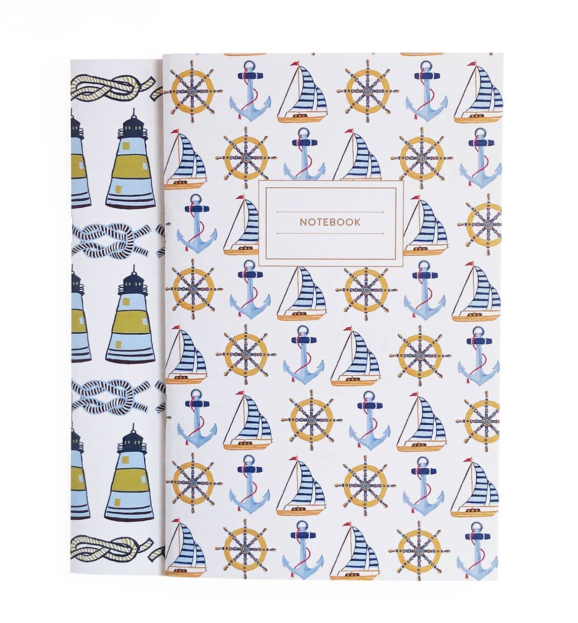 Nautical & sailboat, lighthouse notebooks (2-pack)