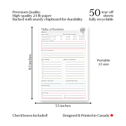 Make a decision planner: 50-page notepad