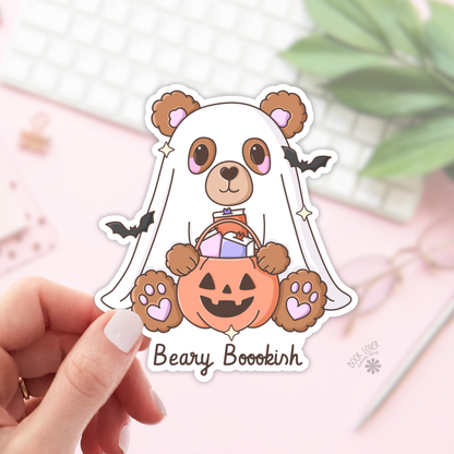 Bookish bear sticker