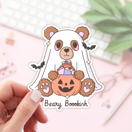 Bookish bear sticker
