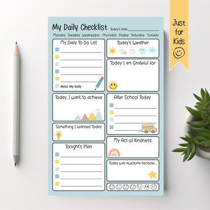 Kids daily activity checklist: 50-page notepad