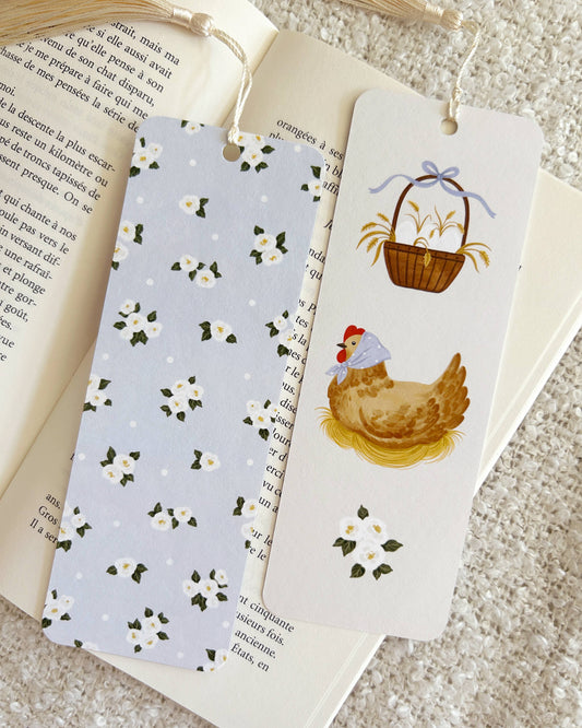 Floral chicken bookmark
