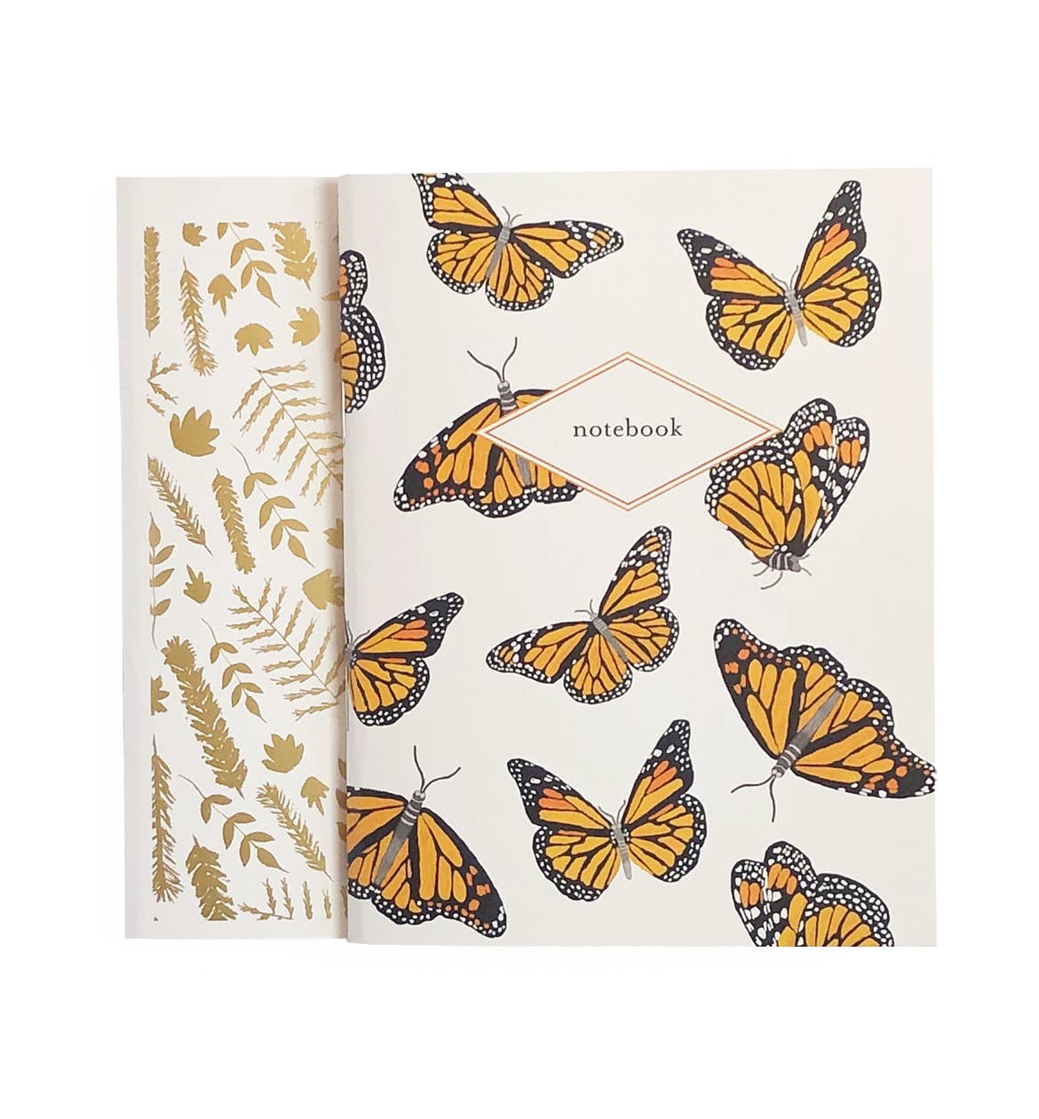 Monarch butterflies & gold foil leaves pocket notebooks (2-pack)