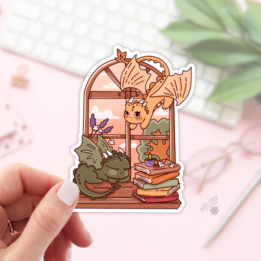 Bookish dragon window sticker