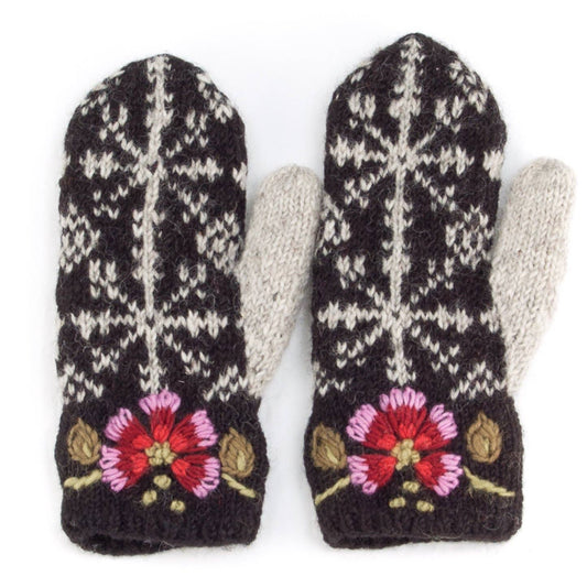 Eleanor wool embroidered reading mitts