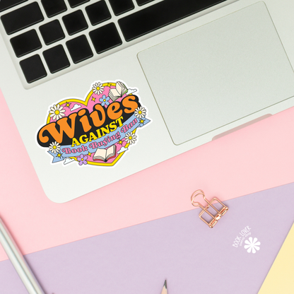 Wives against book buying ban sticker