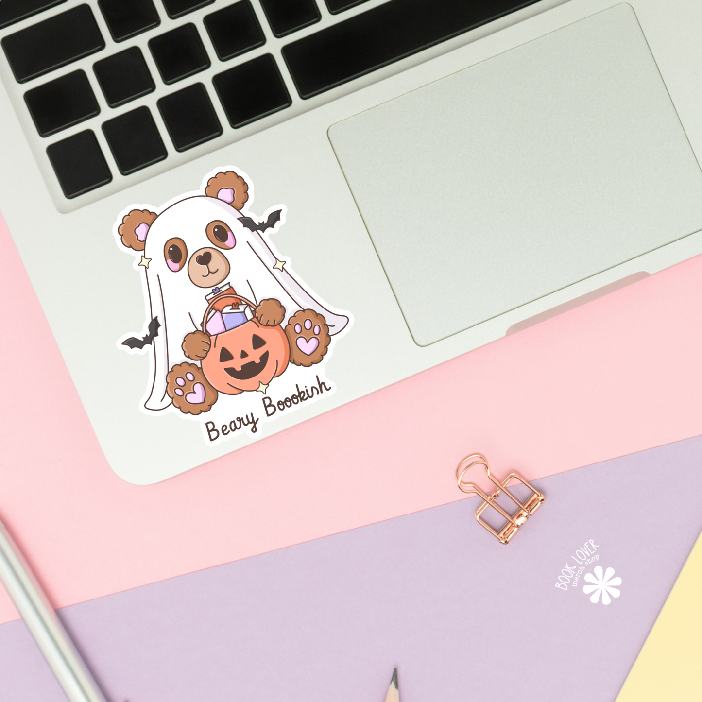 Bookish bear sticker