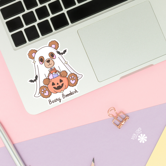 Bookish bear sticker